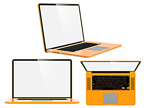 橙色,现代,笔记本电脑