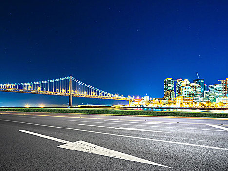 海湾大桥,现代建筑,市区,旧金山,夜晚