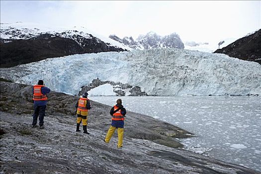 游客,看,冰河,巴塔哥尼亚,智利