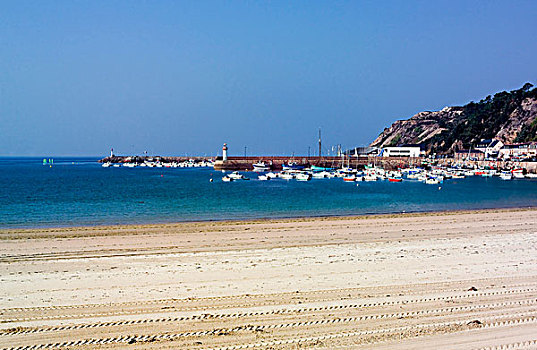 海滩,钓鱼,港口,布列塔尼半岛,法国