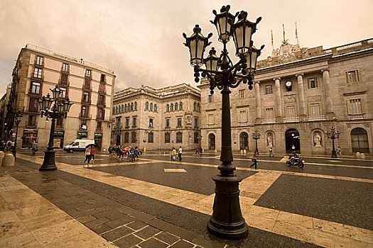 路灯柱,广场,巴塞罗那,西班牙