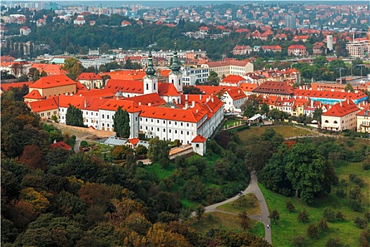 航拍,俯视,寺院,布拉格,捷克共和国