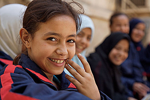 特写,女孩,郊区,开罗,埃及,六月,2007年