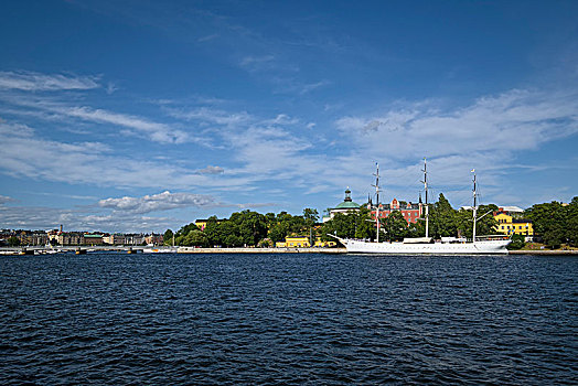 瑞典,斯德哥尔摩,帆船,正面,海普斯霍尔曼