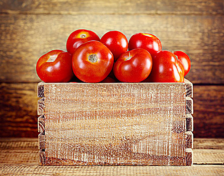 新鲜,西红柿,木盒