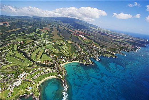 夏威夷,毛伊岛,俯视,卡帕鲁亚湾,胜地,海洋