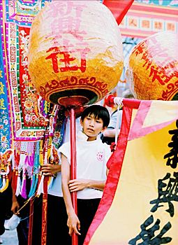 中国,香港,长洲,岛屿,男孩,肖像,传统,灯笼,队列,2000年