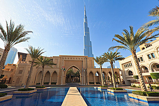 酒店,最高,塔,背景,宫殿,哈利法,迪拜,阿联酋
