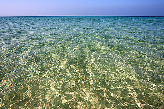 蓝绿色海水,那布利海滩,若开邦,缅甸,亚洲