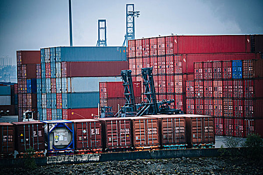 货物集装箱,一堆,港口,塔科马,华盛顿,美国
