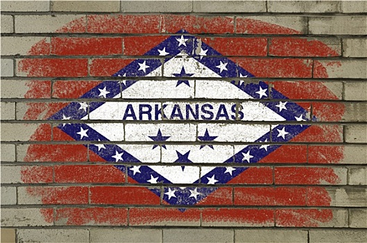 低劣,旗帜,美国,阿肯色州,砖墙,涂绘