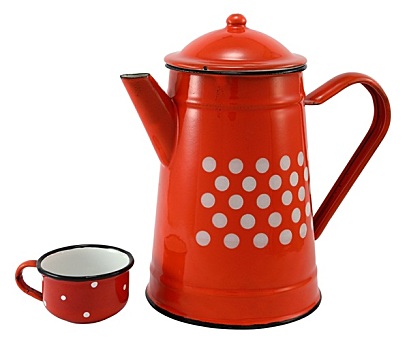 红色,咖啡壶,杯子