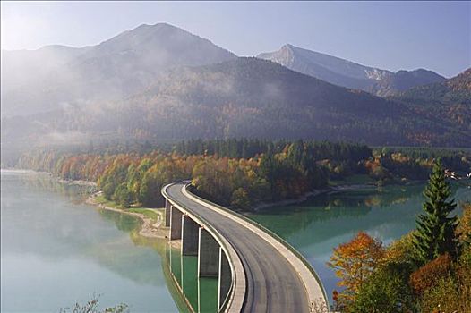 桥,上方,湖,巴伐利亚,德国