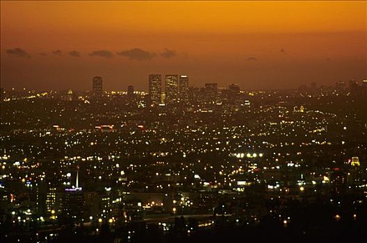 洛杉矶市区,日落,加利福尼亚,美国