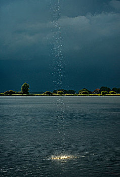 重,降雨,水滴,湖,雷暴