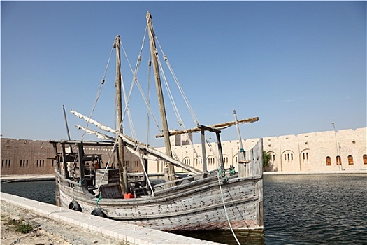历史,独桅三角帆船,船,博物馆,卡塔尔,中东