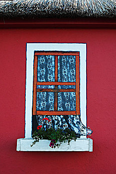 红房,帘,吹灭,窗户,爱尔兰