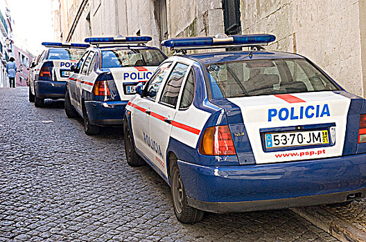警车,停放,街道,里斯本,葡萄牙