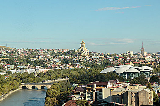 乔治亚,市区,河,大教堂,背景
