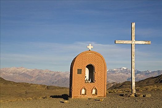 小教堂,十字架,风景,中心,安第斯山,阿根廷,南美