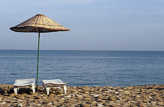 伞,石头,海滩