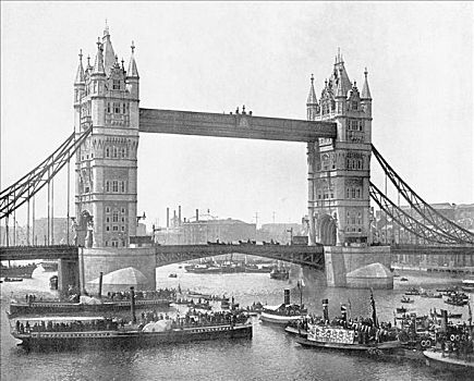 开着,塔桥,伦敦,1894年,艺术家,未知