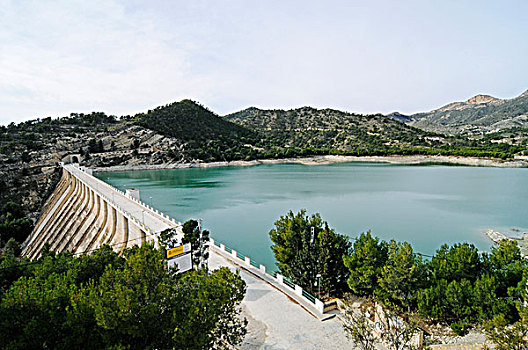 水库,河,坝,维拉约萨,白色海岸,阿利坎特省,西班牙,欧洲