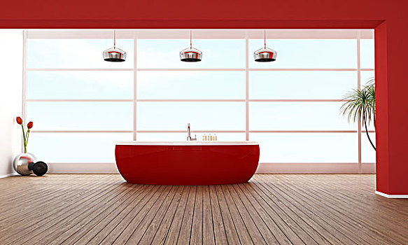 红色,奢华,浴室