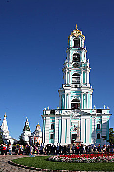 谢尔盖耶夫镇著名圣三一修道院,东征教堂世界宗教圣地