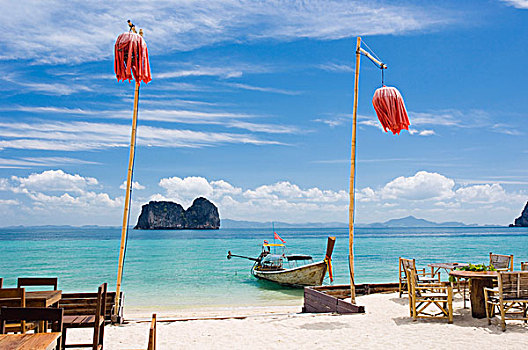 桌子,灯笼,沙,海滩,胜地,苏梅岛,岛屿,泰国,亚洲