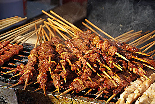 靜物新疆羊肉串特寫