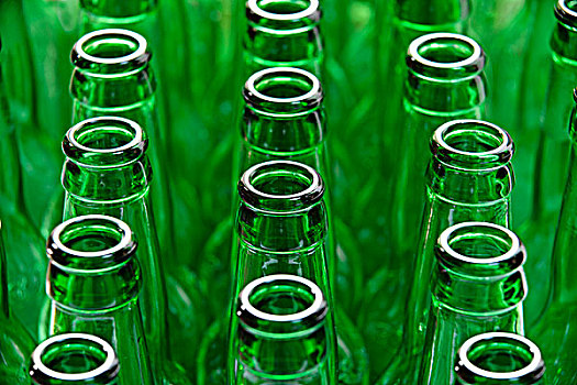 排,空,绿色,玻璃瓶