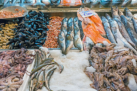鲜鱼,海鲜,市场,中心,智利圣地牙哥