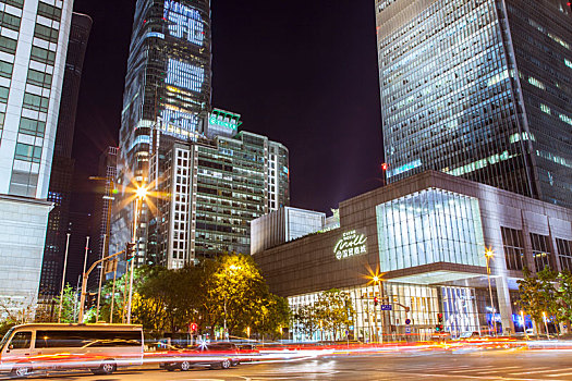 城市夜景,北京夜景,车流