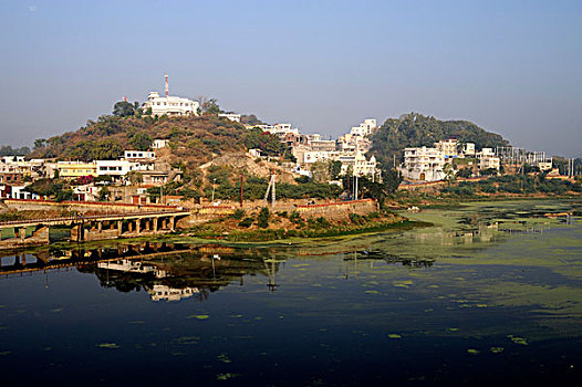 风景,湖,乌代浦尔,拉贾斯坦邦,北印度,印度,南亚,亚洲