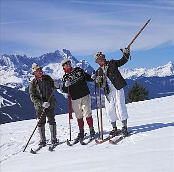 女人,越野滑雪,雪,山,冬季运动,欧洲,假日
