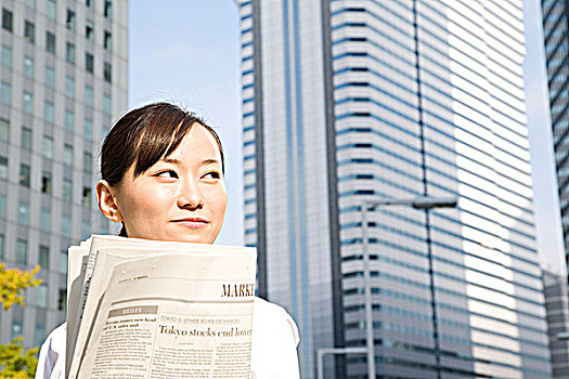 日本人,女人,读,报纸