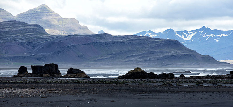 山,海岸,大西洋,海洋,冰岛,风景