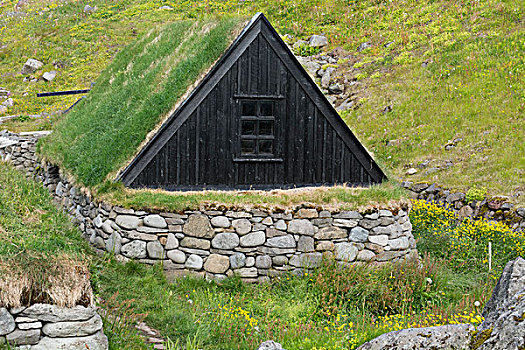 冰岛,西部,峡湾,海事博物馆,19世纪,车站,石头,草皮,小屋