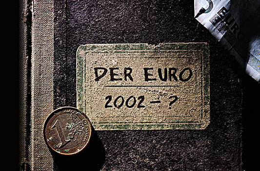老,书本,铭刻,欧元,2002年,象征,危机