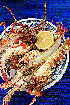 盘子,新鲜,烧烤,海螯虾