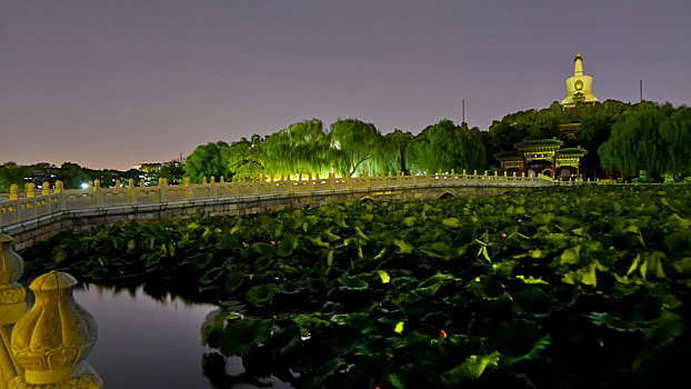 北海公园,夜晚,北京,中国
