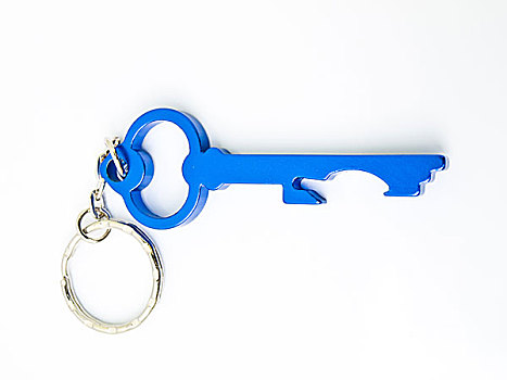 蓝色,不锈钢,钥匙链,隔绝,白色背景,背景