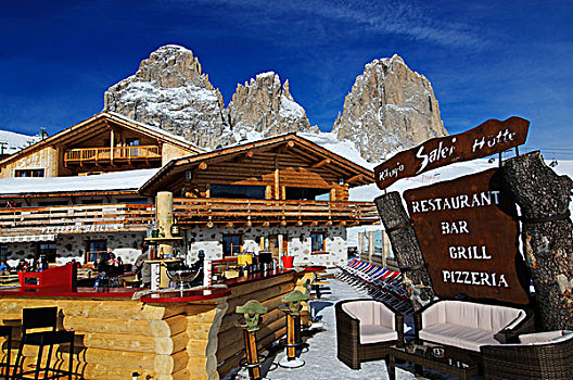 滑雪,正面,酒吧,餐馆,销售,山,隆达,小路,瓦尔盖尔迪纳,意大利,欧洲