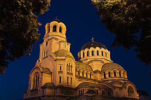 夜景,大教堂,索非亚,保加利亚