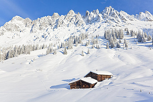 高山,小屋,雪中,奥地利
