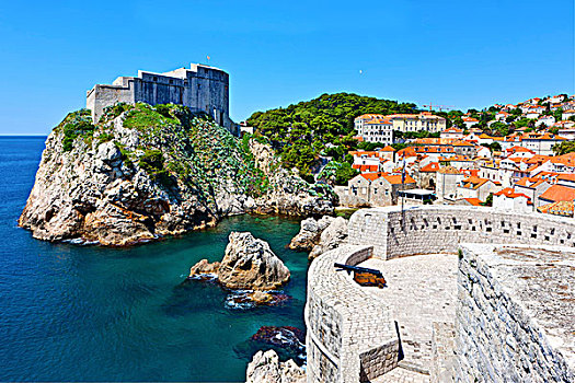 堡垒,城市,墙壁,世界遗产,中心,达尔马提亚,亚得里亚海,海岸,克罗地亚,欧洲