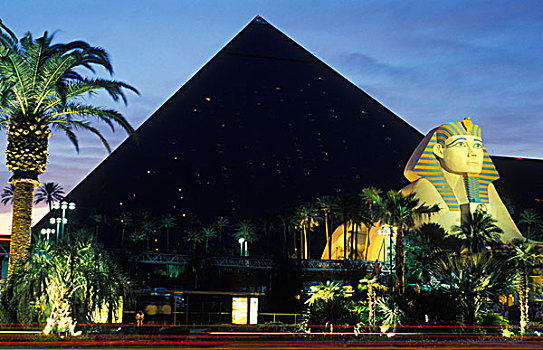 狮身人面像,金字塔,路克索神庙,赌场,晚上,酒店,拉斯维加斯,内华达,美国
