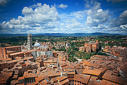 中世纪,城镇,锡耶纳,屋顶,风景,古建筑,意大利