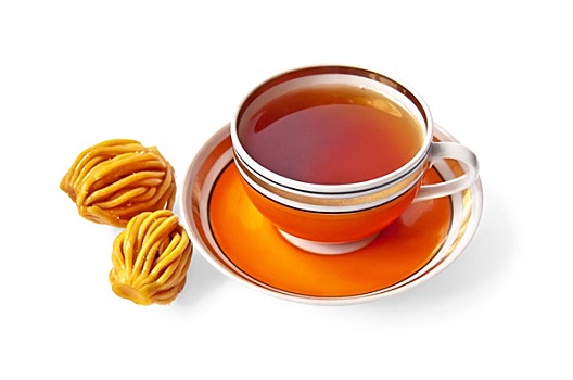 茶,橙色,杯子